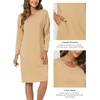 GYS Women’s Bamboo Viscose Cooling Nightgown for Hot Flashes | Moisture wicking, Breathable, Tagless, Drop shoulder, Long sleeve, 2 pockets, Durable, for night sweats & menopause(Brown)