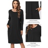 GYS Women’s Bamboo Viscose Cooling Nightgown for Hot Flashes | Moisture wicking, Breathable, Tagless, Drop shoulder, Long sleeve, 2 pockets, Durable, for night sweats & menopause(Black)