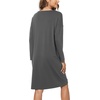GYS Women’s Bamboo Viscose Cooling Nightgown for Hot Flashes | Moisture wicking, Breathable, Tagless, Drop shoulder, Long sleeve, 2 pockets, Durable, for night sweats & menopause(Charoal)