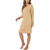 GYS Women’s Bamboo Viscose Cooling Nightgown for Hot Flashes | Moisture wicking, Breathable, Tagless, Drop shoulder, Long sleeve, 2 pockets, Durable, for night sweats & menopause(Brown)