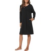 GYS Women’s Bamboo Viscose Cooling Nightgown for Hot Flashes | Moisture wicking, Breathable, Tagless, Drop shoulder, Long sleeve, 2 pockets, Durable, for night sweats & menopause(Black)