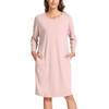 GYS Women’s Bamboo Viscose Cooling Nightgown for Hot Flashes | Moisture wicking, Breathable, Tagless, Drop shoulder, Long sleeve, 2 pockets, Durable, for night sweats & menopause(Dusty Orchid)