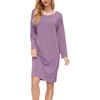 GYS Women’s Bamboo Viscose Cooling Nightgown for Hot Flashes | Moisture wicking, Breathable, Tagless, Drop shoulder, Long sleeve, 2 pockets, Durable, for night sweats & menopause(Purple)