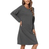 GYS Women’s Bamboo Viscose Cooling Nightgown for Hot Flashes | Moisture wicking, Breathable, Tagless, Drop shoulder, Long sleeve, 2 pockets, Durable, for night sweats & menopause(Charoal)