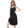 GYS Women’s Bamboo Viscose Cooling Pleated Sleeveless Nightgown | Cooling & moisture wicking, Comfortable & breathable, for hot sleeper, V-neck, Stretch soft, Lightweight(Black)