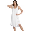 GYS Women’s Bamboo Viscose Cooling Pleated Sleeveless Nightgown | Cooling & moisture wicking, Comfortable & breathable, for hot sleeper, V-neck, Stretch soft, Lightweight(White)
