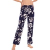 GYS Women’s Bamboo Viscose Pajama Pants Lightweight Bottoms丨Breathable Soft Sleep Pants, Moisture Wicking Lounge Sleepwear(Navy Floral)
