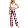 GYS Women’s Bamboo Viscose Pajama Pants Lightweight Bottoms丨Breathable Soft Sleep Pants, Moisture Wicking Lounge Sleepwear(White Red Plaid)