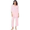 GYS Bamboo Viscose Capri Pajamas for Women Set, Soft 3/4 Sleeve Sleepwear | Long Tops and Capri Pants Set, Moisture-Wicking PJs Set for Night Sweats, Hot Sleepers, Comfy Stretchy Loungewear(Pink)
