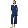 GYS Bamboo Viscose Capri Pajamas for Women Set, Soft 3/4 Sleeve Sleepwear | Long Tops and Capri Pants Set, Moisture-Wicking PJs Set for Night Sweats, Hot Sleepers, Comfy Stretchy Loungewear(Deep Blue)