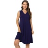 GYS Cooling Bamboo Viscose Sleeveless Nightgowns for Women | V Neck Sleep Shirt, Moisture-Wicking for Hot Sleepers & Night Sweats, Lightweight Night Shirts, Buttery Soft, Knee-Length(C- Navy)