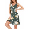 GYS Cooling Bamboo Viscose Sleeveless Nightgowns for Women | V Neck Sleep Shirt, Moisture-Wicking for Hot Sleepers & Night Sweats, Lightweight Night Shirts, Buttery Soft, Knee-Length(D- Green Floral)
