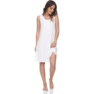 GYS Cooling Bamboo Viscose Sleeveless Nightgowns for Women | V Neck Sleep Shirt, Moisture-Wicking for Hot Sleepers & Night Sweats, Lightweight Night Shirts, Buttery Soft, Knee-Length(B- White)