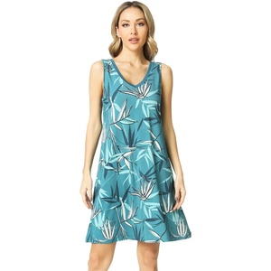 GYS Cooling Bamboo Viscose Sleeveless Nightgowns for Women | V Neck Sleep Shirt, Moisture-Wicking for Hot Sleepers & Night Sweats, Lightweight Night Shirts, Buttery Soft, Knee-Length(D- Turquoise)