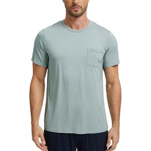 GYS Men’s Bamboo Viscose Pajama Top | Short Sleeve Sleep Shirt, Cooling for Hot Sleepers, Crew Neck, Chest Pocket, Moisture-Wicking(Light Greyish Green)