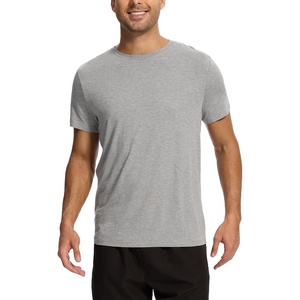 GYS Men’s Bamboo Viscose Short Sleeve Pajama Top | Moisture wicking, Breathable, Tagless, Soft stretch, Cooling, for hot sleepers, night sweats, gym & casual wear(Heather Grey)