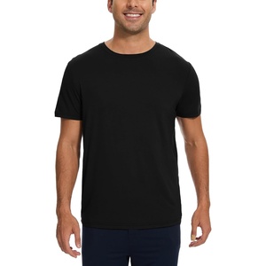 GYS Men’s Bamboo Viscose Short Sleeve Pajama Top | Moisture wicking, Breathable, Tagless, Soft stretch, Cooling, for hot sleepers, night sweats, gym & casual wear(Black)