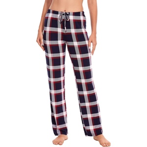 GYS Women’s Bamboo Viscose Pajama Pants Lightweight Bottoms丨Breathable Soft Sleep Pants, Moisture Wicking Lounge Sleepwear(Navy Red Plaid)