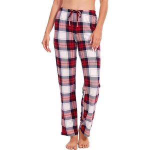 GYS Women’s Bamboo Viscose Pajama Pants Lightweight Bottoms丨Breathable Soft Sleep Pants, Moisture Wicking Lounge Sleepwear(White Red Plaid)