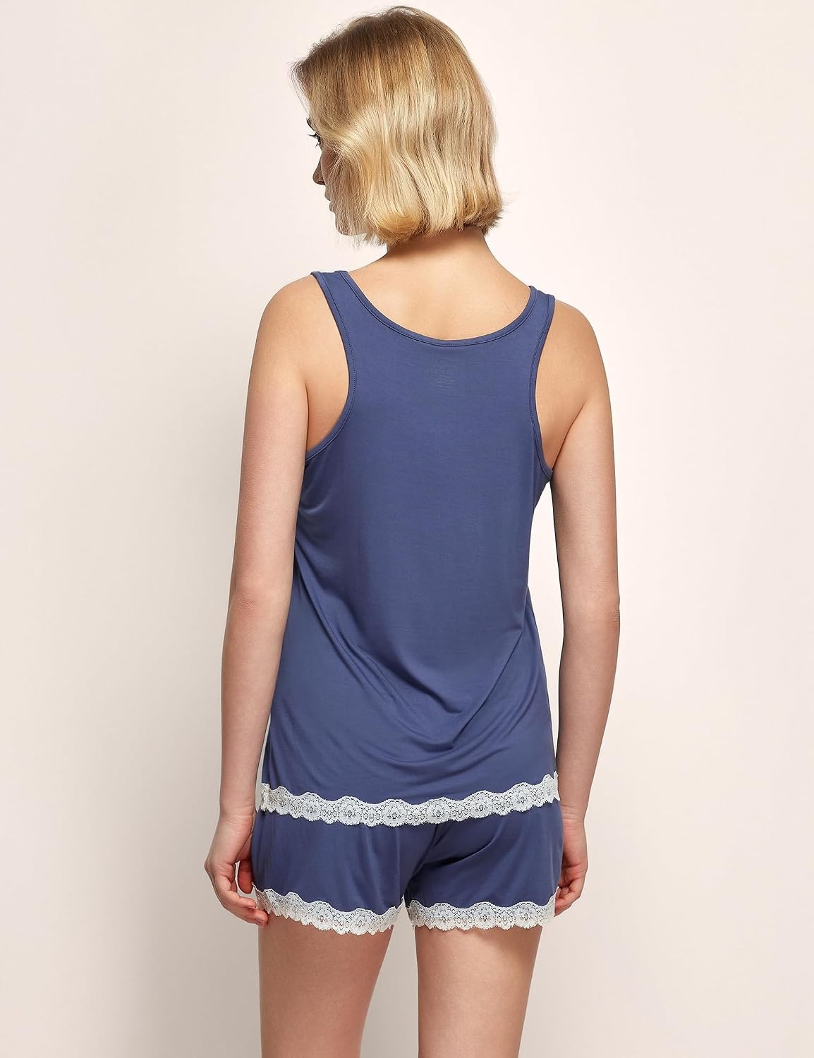 image:imageGYS Bamboo Viscose Tank Pajamas for Women Cooling Pjs Set for Hot Flashes Sleeveless Top amp Shorts Pajama Sets Moisture Wicking Sleepwear Night Sweats Comfort Soft LightweightIndigo