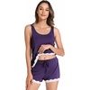 GYS Bamboo Viscose Tank Pajamas for Women Cooling Pjs Set for Hot Flashes | Sleeveless Top & Shorts Pajama Sets, Moisture Wicking Sleepwear, Night Sweats Comfort, Soft Lightweight(Deep Purple)
