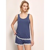 GYS Bamboo Viscose Tank Pajamas for Women Cooling Pjs Set for Hot Flashes | Sleeveless Top & Shorts Pajama Sets, Moisture Wicking Sleepwear, Night Sweats Comfort, Soft Lightweight(Indigo)