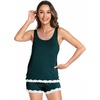 GYS Bamboo Viscose Tank Pajamas for Women Cooling Pjs Set for Hot Flashes | Sleeveless Top & Shorts Pajama Sets, Moisture Wicking Sleepwear, Night Sweats Comfort, Soft Lightweight(Peacock Green)