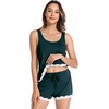 GYS Bamboo Viscose Tank Pajamas for Women Cooling Pjs Set for Hot Flashes | Sleeveless Top & Shorts Pajama Sets, Moisture Wicking Sleepwear, Night Sweats Comfort, Soft Lightweight(Peacock Green)