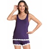 GYS Bamboo Viscose Tank Pajamas for Women Cooling Pjs Set for Hot Flashes | Sleeveless Top & Shorts Pajama Sets, Moisture Wicking Sleepwear, Night Sweats Comfort, Soft Lightweight(Deep Purple)