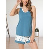 GYS Bamboo Viscose Tank Pajamas for Women Cooling Pjs Set for Hot Flashes | Sleeveless Top & Shorts Pajama Sets, Moisture Wicking Sleepwear, Night Sweats Comfort, Soft Lightweight(D- Green)