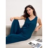 GYS Cooling Bamboo Viscose Pajamas for Women | Sleeveless Tank Top & Pants Pjs Set, Moisture-Wicking for Night Sweats, Buttery-Soft 2 Piece Lounge Sleep Set(Ink Blue)