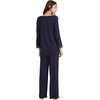 GYS Women’s Bamboo Viscose Cooling Lace Trim Pajama Set | Moisture wicking, Breathable, Tagless, Soft stretch, Long sleeve, Elastic waist, 2 pockets, for night sweats & lounge(A-navy)