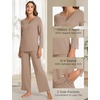 GYS Women’s Bamboo Viscose Cooling Lace Trim Pajama Set | Moisture wicking, Breathable, Tagless, Soft stretch, Long sleeve, Elastic waist, 2 pockets, for night sweats & lounge(A-camel)