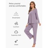 GYS Women’s Bamboo Viscose Cooling Lace Trim Pajama Set | Moisture wicking, Breathable, Tagless, Soft stretch, Long sleeve, Elastic waist, 2 pockets, for night sweats & lounge(C – Violet)