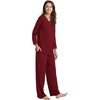 GYS Women’s Bamboo Viscose Cooling Lace Trim Pajama Set | Moisture wicking, Breathable, Tagless, Soft stretch, Long sleeve, Elastic waist, 2 pockets, for night sweats & lounge(A-wine)