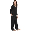 GYS Women’s Bamboo Viscose Cooling Lace Trim Pajama Set | Moisture wicking, Breathable, Tagless, Soft stretch, Long sleeve, Elastic waist, 2 pockets, for night sweats & lounge(A-black)