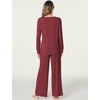 GYS Women’s Bamboo Viscose Cooling Lace Trim Pajama Set | Moisture wicking, Breathable, Tagless, Soft stretch, Long sleeve, Elastic waist, 2 pockets, for night sweats & lounge(B-wine)