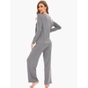 GYS Women’s Bamboo Viscose Cooling Lace Trim Pajama Set | Moisture wicking, Breathable, Tagless, Soft stretch, Long sleeve, Elastic waist, 2 pockets, for night sweats & lounge(C – Heather Grey)