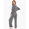 GYS Women’s Bamboo Viscose Cooling Lace Trim Pajama Set | Moisture wicking, Breathable, Tagless, Soft stretch, Long sleeve, Elastic waist, 2 pockets, for night sweats & lounge(C – Dark Heather Grey)