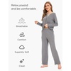 GYS Women’s Bamboo Viscose Cooling Lace Trim Pajama Set | Moisture wicking, Breathable, Tagless, Soft stretch, Long sleeve, Elastic waist, 2 pockets, for night sweats & lounge(C – Heather Grey)