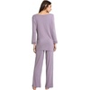 GYS Women’s Bamboo Viscose Cooling Lace Trim Pajama Set | Moisture wicking, Breathable, Tagless, Soft stretch, Long sleeve, Elastic waist, 2 pockets, for night sweats & lounge(A-violet)