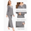 GYS Women’s Bamboo Viscose Cooling Lace Trim Pajama Set | Moisture wicking, Breathable, Tagless, Soft stretch, Long sleeve, Elastic waist, 2 pockets, for night sweats & lounge(C – Heather Grey)