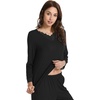 GYS Women’s Bamboo Viscose Cooling Lace Trim Pajama Set | Moisture wicking, Breathable, Tagless, Soft stretch, Long sleeve, Elastic waist, 2 pockets, for night sweats & lounge(A-black)