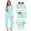 GYS Women’s Bamboo Viscose Cooling Lace Trim Pajama Set | Moisture wicking, Breathable, Tagless, Soft stretch, Long sleeve, Elastic waist, 2 pockets, for night sweats & lounge(C – Aqua)