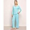 GYS Women’s Bamboo Viscose Cooling Lace Trim Pajama Set | Moisture wicking, Breathable, Tagless, Soft stretch, Long sleeve, Elastic waist, 2 pockets, for night sweats & lounge(A-aqua)