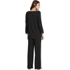 GYS Women’s Bamboo Viscose Cooling Lace Trim Pajama Set | Moisture wicking, Breathable, Tagless, Soft stretch, Long sleeve, Elastic waist, 2 pockets, for night sweats & lounge(A-black)