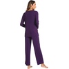 GYS Women’s Bamboo Viscose Cooling Lace Trim Pajama Set | Moisture wicking, Breathable, Tagless, Soft stretch, Long sleeve, Elastic waist, 2 pockets, for night sweats & lounge(A-deep Purple)