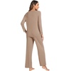 GYS Women’s Bamboo Viscose Cooling Lace Trim Pajama Set | Moisture wicking, Breathable, Tagless, Soft stretch, Long sleeve, Elastic waist, 2 pockets, for night sweats & lounge(A-camel)