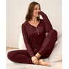 GYS Women’s Bamboo Viscose Pajama Set, Wide Waistband Cooling | Drwastring, Moisture wicking, Breathable, No pinch, Jogger pants, Soft stretch, for night sweats & Christmas lounge(Ficus Red)
