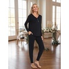 GYS Women’s Bamboo Viscose Pajama Set, Wide Waistband Cooling | Drwastring, Moisture wicking, Breathable, No pinch, Jogger pants, Soft stretch, for night sweats & Christmas lounge(Black)